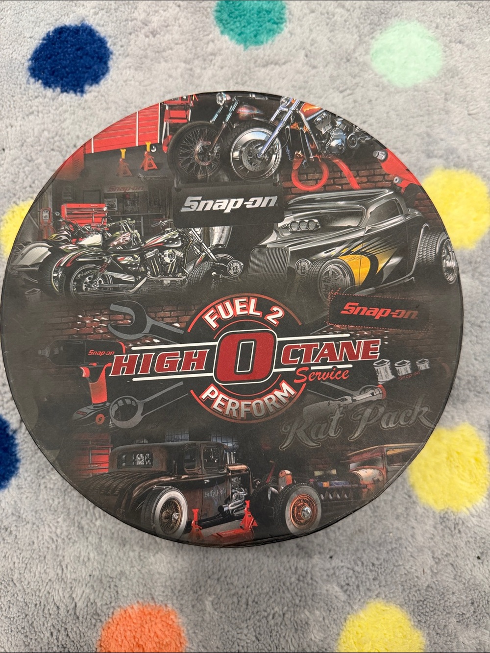 New- Snap-on High Octane Fuel 2 Round Tin with 4 mugs